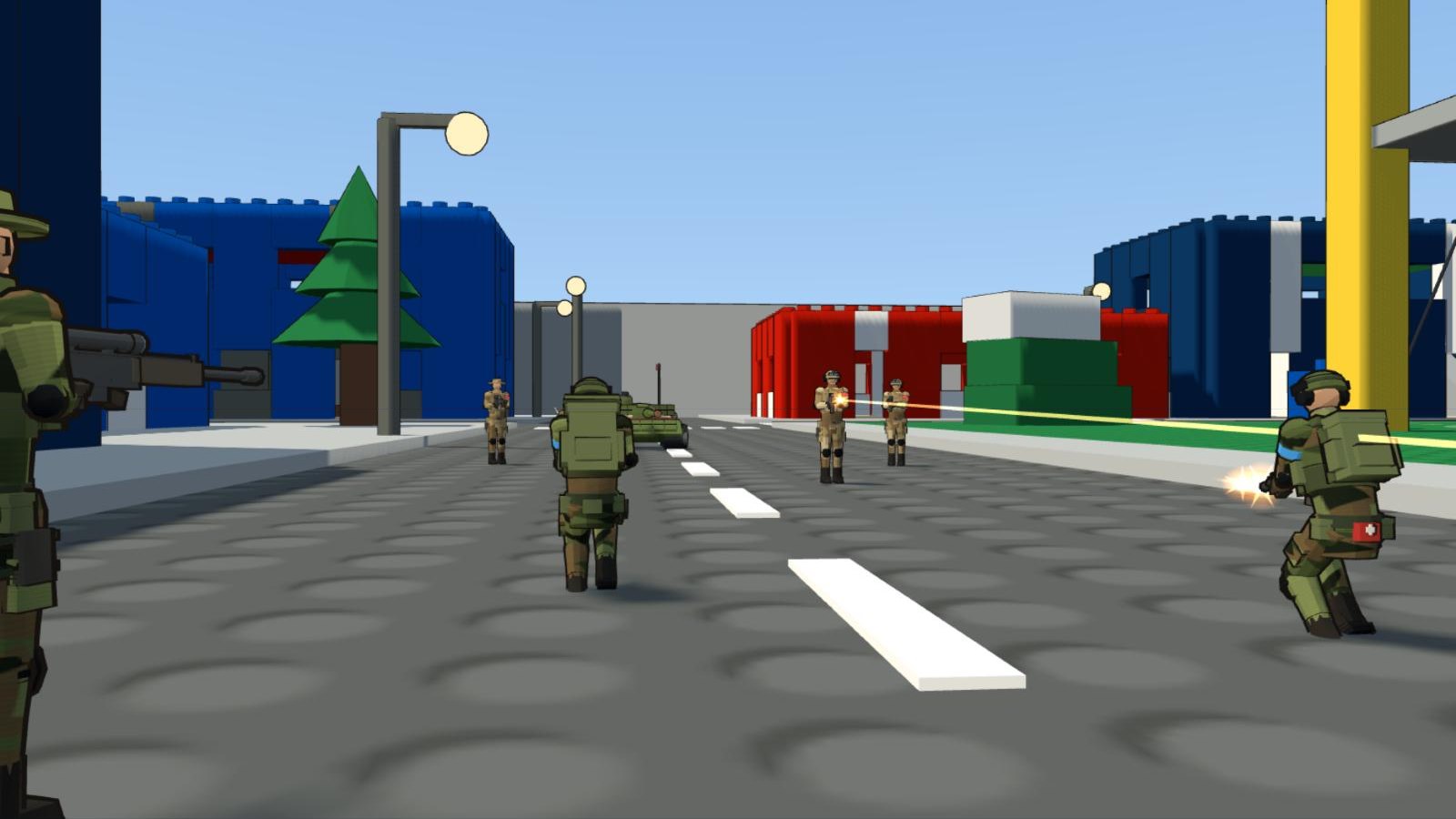 Woodland and desert-camo armies trading fire around the capture flag in the pink castle courtyard.